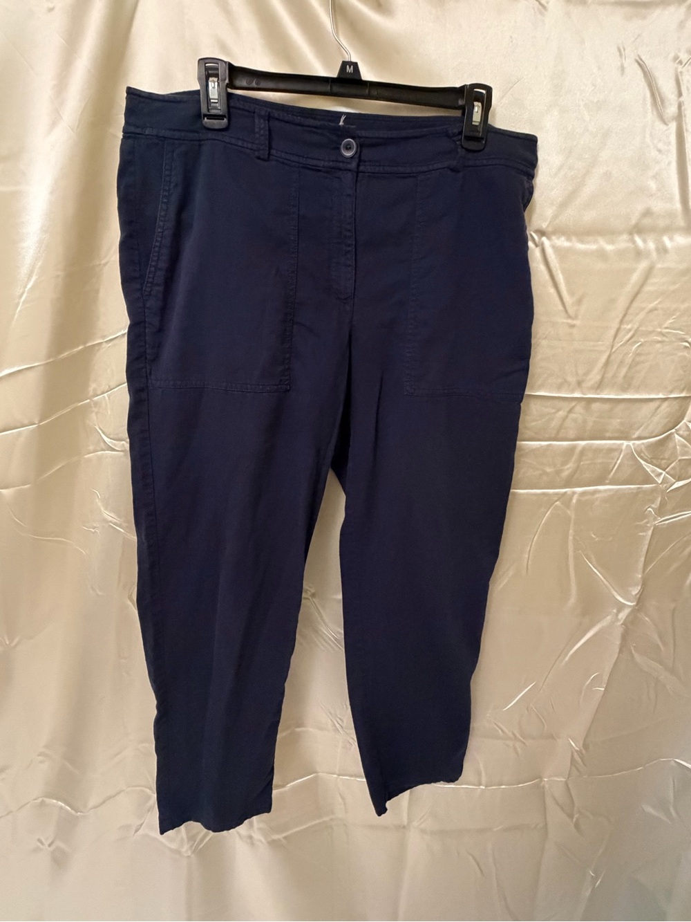 Eileen Fisher Organic Cotton Navy Cropped Pants Size 12